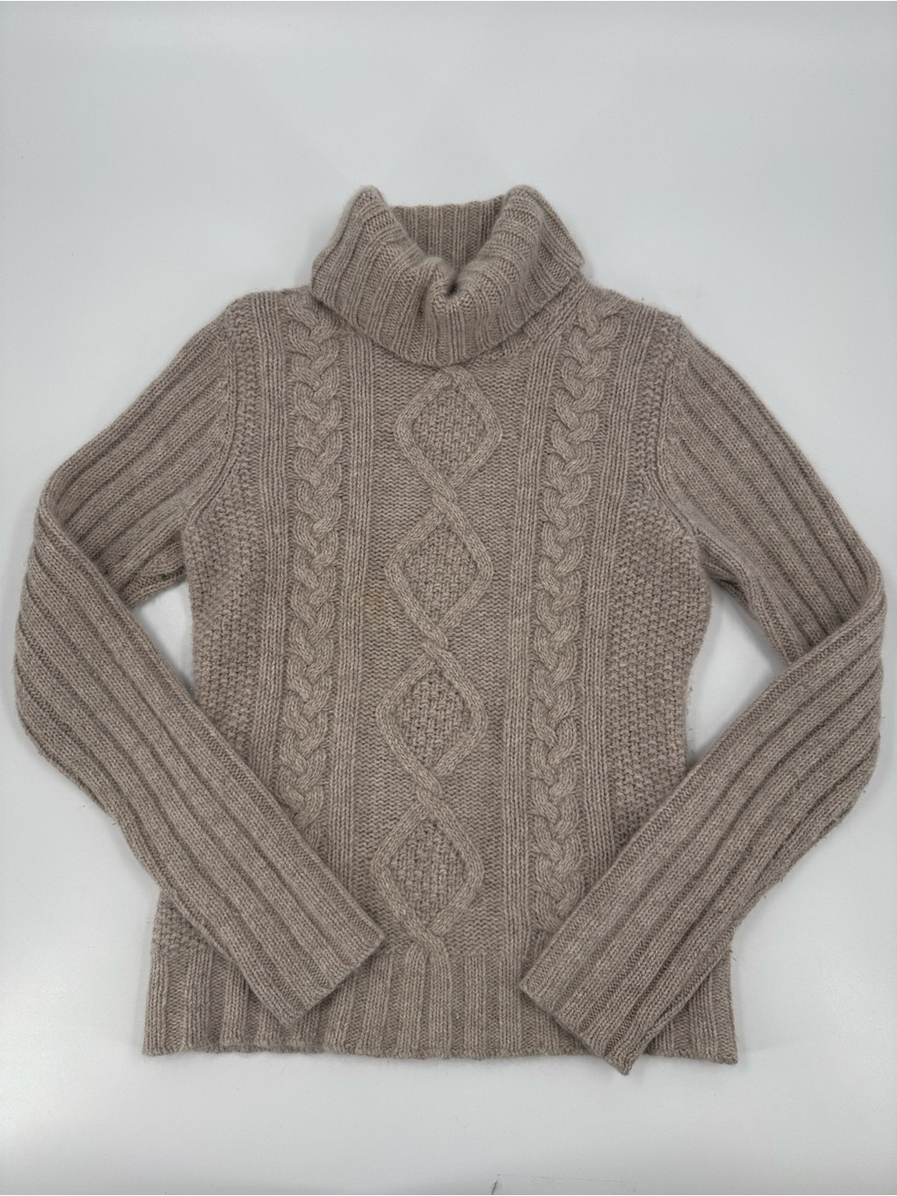 Banana Republic Taupe Cable Turtleneck Sweater Size S